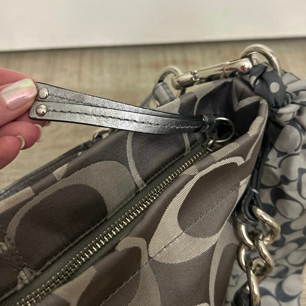 Y2K Coach Brooke Op Art Logo Mania Slouchy Hobo Bag Gray/Brown Metallic F17673 - Picture 5 of 16